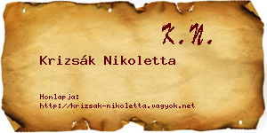 Krizsák Nikoletta névjegykártya