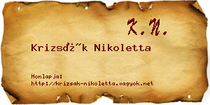 Krizsák Nikoletta névjegykártya